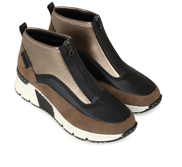Rieker Ladies Trainer Boot N6352-25 Brown Ankle Zip up