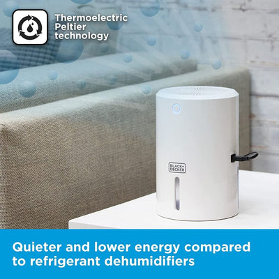 BLACK+DECKER BXEH60001GB Mini Dehumidifier Portable Eco Friendly 900ml White