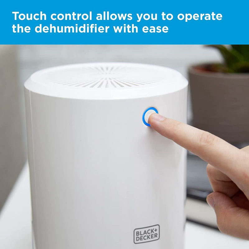 BLACK+DECKER BXEH60001GB Mini Dehumidifier Portable Eco Friendly 900ml White