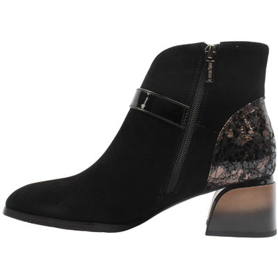 Loretta Vitale Ladies Ankle Boots C3849A in Black Suede Gunmetal