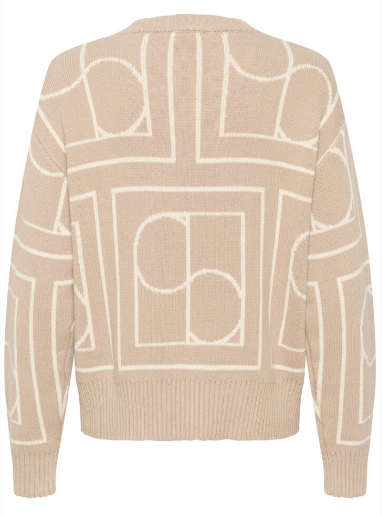 Soaked In Luxury Ladies Pullover SLCabba in Plaza Taupe Monogram, Cabba Jumper