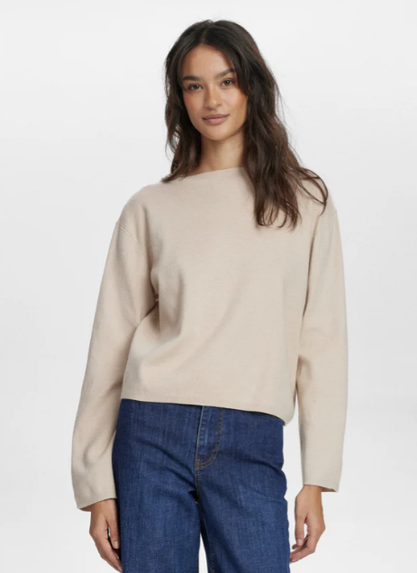 Numph Ladies NuCarma Crop Pullover Jumper In Grey Morn