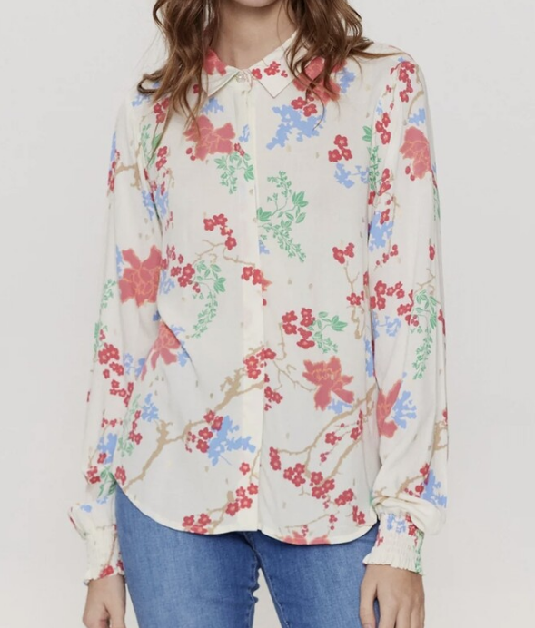 Numph Ladies NUCatalin Shirt in Pristine Long Sleeved Blouse