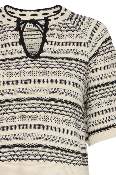 Ichi Ladies IHChany Knitted Pullover in Birch with Black, Chany