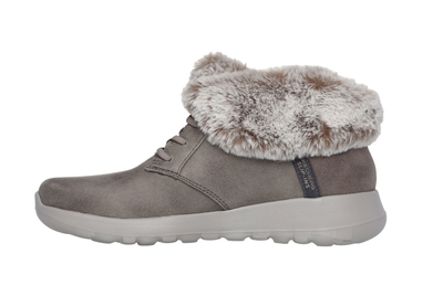 Skechers Ladies Slip In Ankle Boots On The Go Joy Cozy Charm in Chestnut