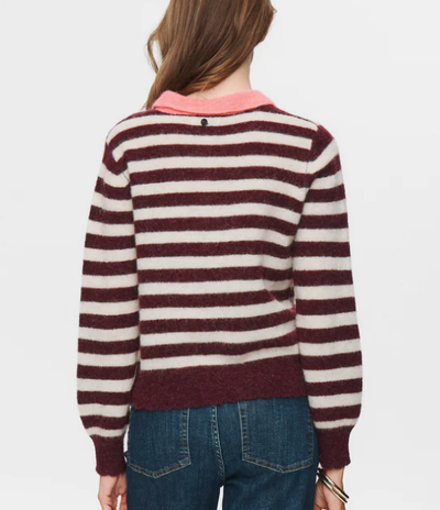 Numph Ladies NUCiara Riette Stripe Pullover in Winetasting, Ciara Jumper