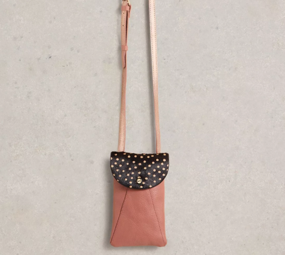 White stuff Coco Leather Phone Bag In Pink Multi