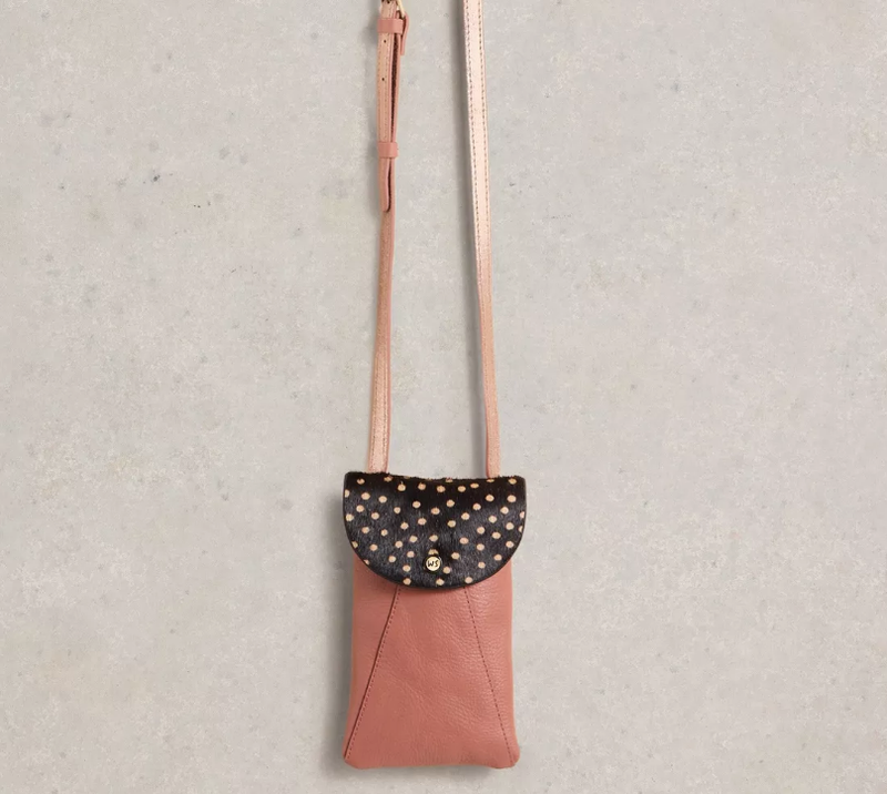 White stuff Coco Leather Phone Bag In Pink Multi