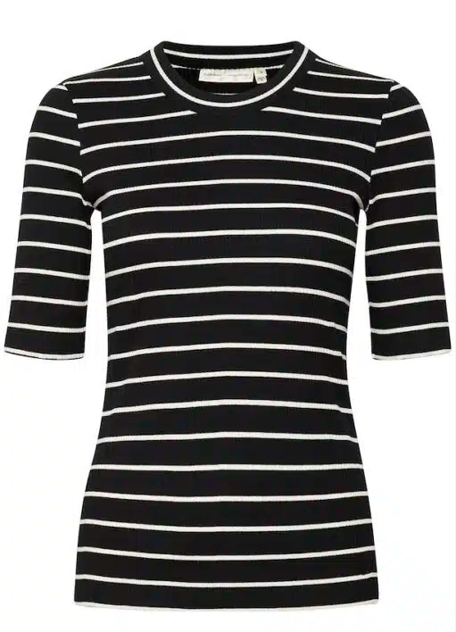 In Wear Ladies Short Sleeved DagnaIW Striped T Shirt, Dagna in Black Whisper White Stripe