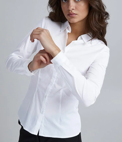 Ichi Ladies IHDima Long Sleeve Tailored Shirt in White, Dima Blouse
