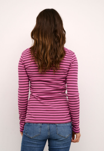 Culture Ladies Long Sleeve T Shirt CUDolly in Violet Pink Stripe, Dolly