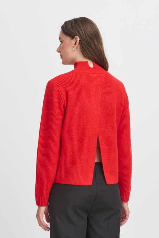 Ichi Ladies Ihducie LS2 Knit Jumper In Fiery Red
