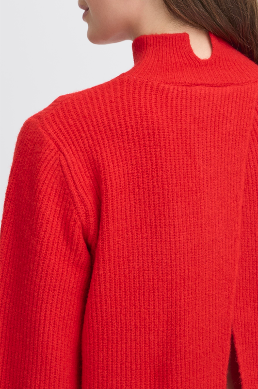 Ichi Ladies Ihducie LS2 Knit Jumper In Fiery Red