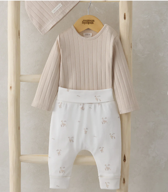 Mamas & Papas Duckling Bodysuit, Leggings & Hat Outfit Set