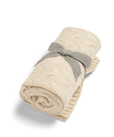 Mamas & Papas Cable Knit Blanket - Cream - Welcome to the World Duckling