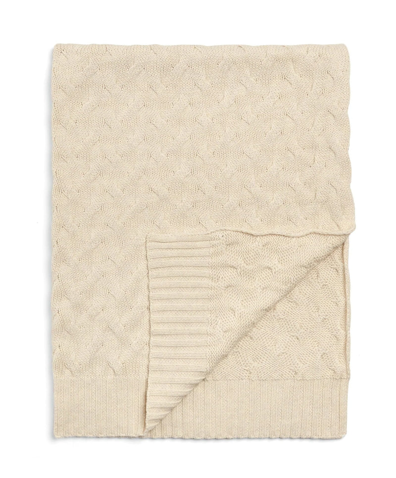 Mamas & Papas Cable Knit Blanket - Cream - Welcome to the World Duckling