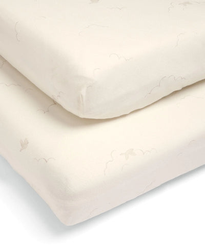 Mamas & Papas Cotbed Fitted Sheets (2 pack) Welcome to the World Duckling - Cream