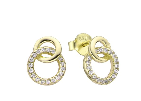 Kilkenny Silver Earrings E1932 Interlocked Stud with Stones