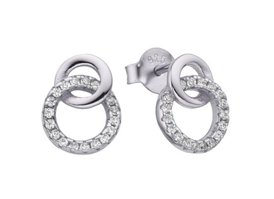 Kilkenny Silver Earrings E1932 Interlocked Stud with Stones