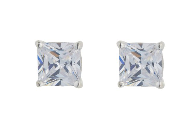 Kilkenny Silver Square Stone Stud Earrings E536 Silver
