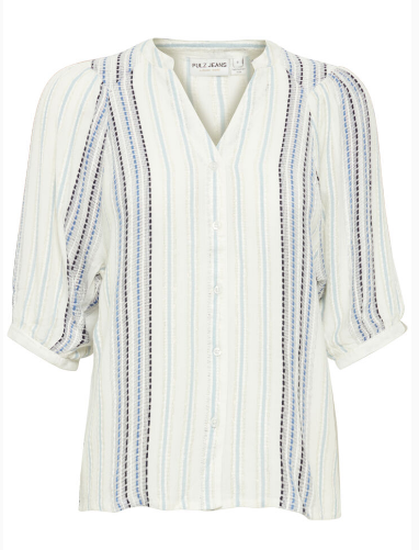 Pulz Ladies Shirt PZEliza in Blue Striped, Eliza