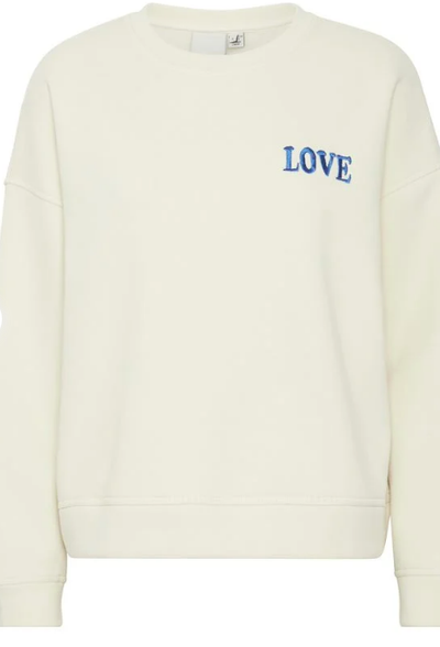 Ichi Ladies IHmerella Sweatshirt in Birch w. Strong Blue