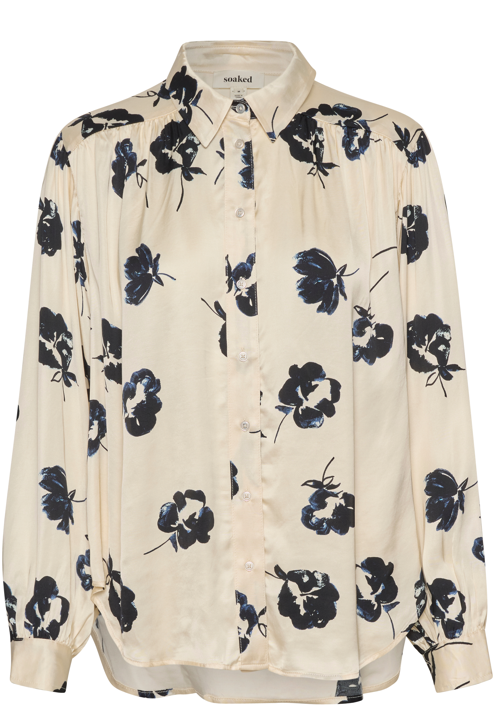 Soaked in Luxury Ladies LS Shirt SLErwina Ebba in Black and White Flower Print, Erwina