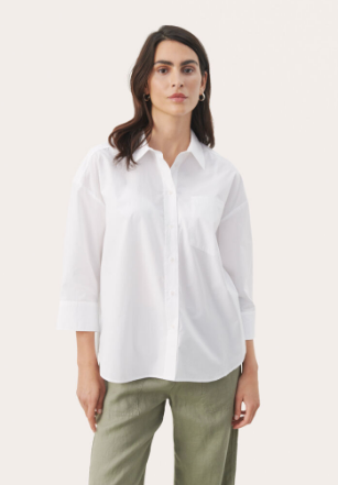 Part Two Ladies Cotton Shirt EvamariPW in Bright White