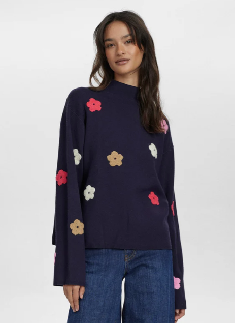 Numph Ladies NuFlow Pullover Jumper In Dark Sapphire