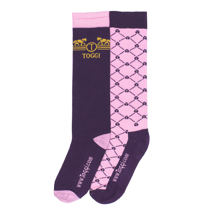 Toggi Womens 2 Pack Socks Frankie Blackberry/Pink Print