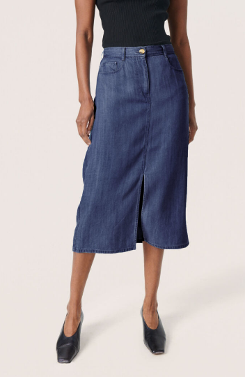 Soaked In Luxury Ladies SLFriday Skirt in Dark Blue Denim, Friday