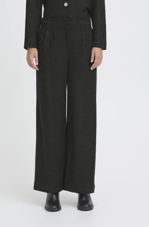 Ichi Ladies Wide Pants IHKate Gleam in black, Kate Trousers