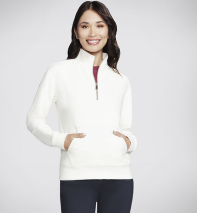 Skechers Ladies GO LUXE Rib 1/4 Zip Top LT116 in Off White