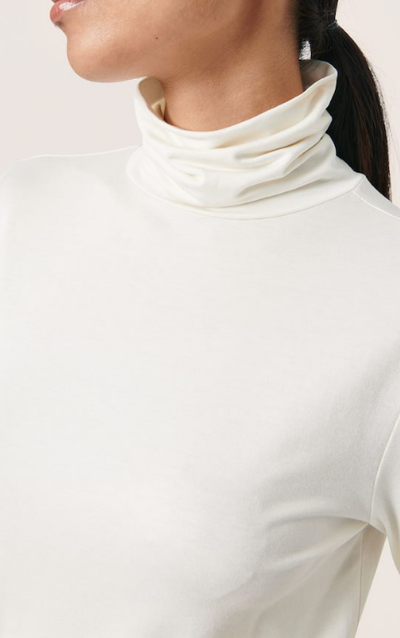 Soaked In Luxury Ladies Rollneck Top SLHanadi Long Sleeve in Whisper White