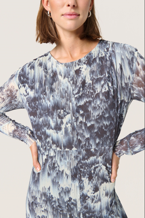 Soaked IN Luxury Ladies SLHartley Dress In Dark Navy Landscape Print