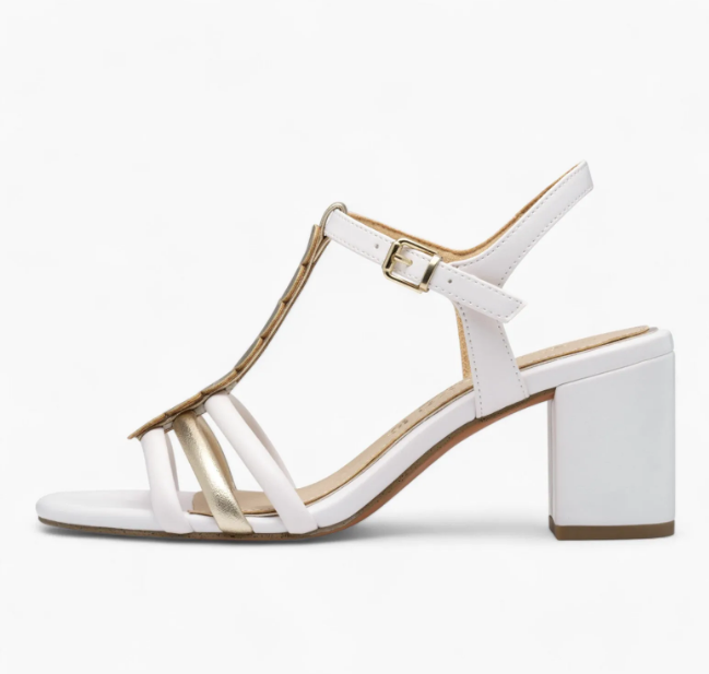 Marco Tozzi Ladies Block Heel Sandal 88300-44 in White Combination