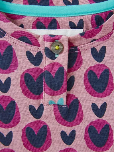 White Stuff Kids' Heart Print Long Sleeve Top, Pink