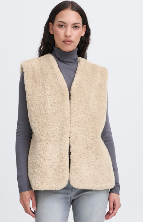 Ichi Ladies Waistcoat IHHizala in Fur Rainy Day, Hizala