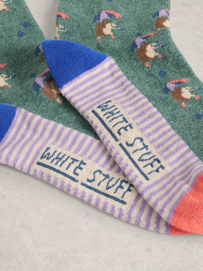 Novelty Hedgehog and Stripe Ankle Sock