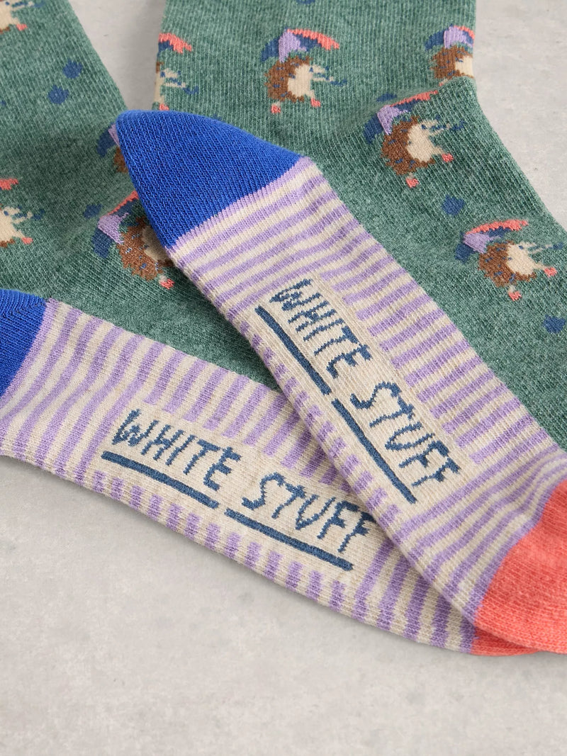 Novelty Hedgehog and Stripe Ankle Sock