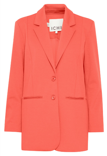 Ichi Ladies IHKate SUS Oversized Blazer in Hot Coral, Kate Jacket