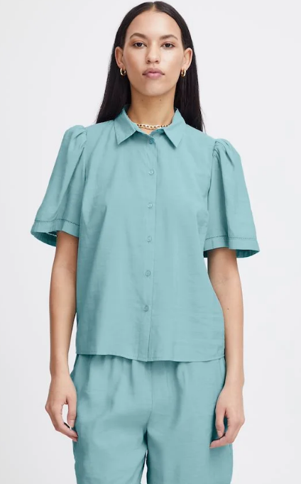 Ichi Ladies Shirt IHcinoma Nile Blue, Cinoma Short Sleeve