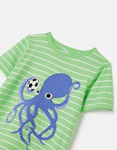Joules Boys Archie Short Sleeve Applique T-Shirt - Green Octopus