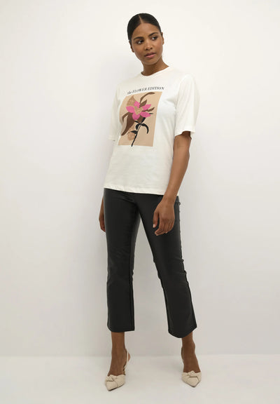 Kaffe Womens Kacate T-Shirt - Chalk/Flower Print