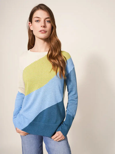 White Stuff Womens Olive Abstract Jumper - Blue MLT