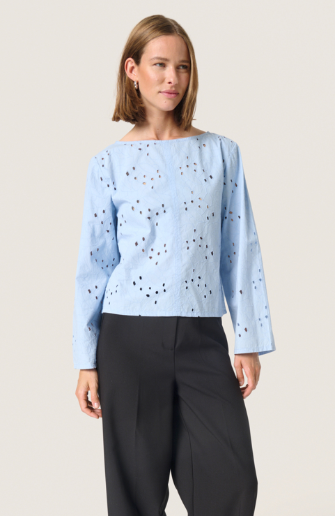 Soaked In luxury Ladies SLIva Blouse In Chambray Blue