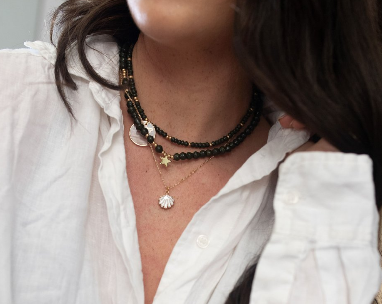 Paperchain Ladies Jude Layered Necklace in Black
