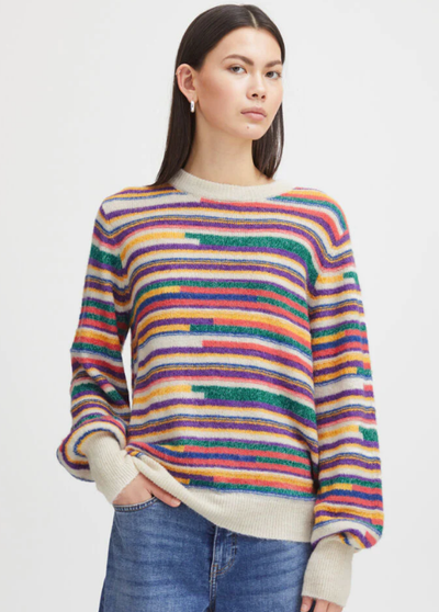 Ichi Ladies Pullover IHKamara LS Striped Multicolour, Kamaran