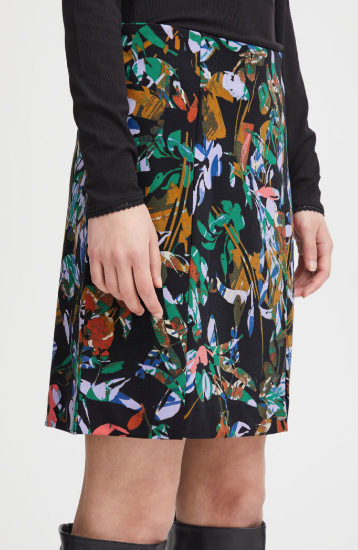 Ichi Ladies IHKate Print SK8 Skirt in Multi Collage Flower, Kate