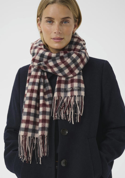 Part Two Ladies Scarf KithaPW in Tawny Port Check Kitha